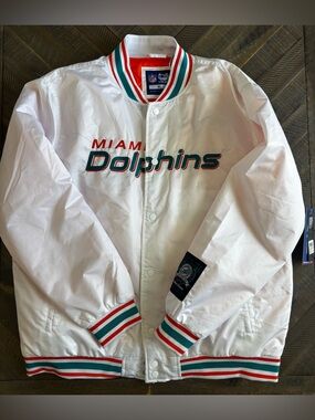Ultra Game Miami Dolphins Jacket Size XL White NFL Football